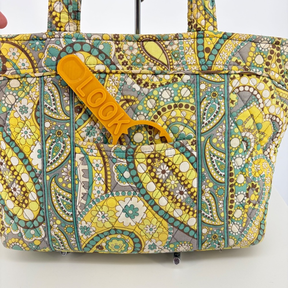 Vera Bradley Tote Lemon Parfait Paisley Quilted Shoulder Bag Retro Teacher BoHo - Picture 4 of 8